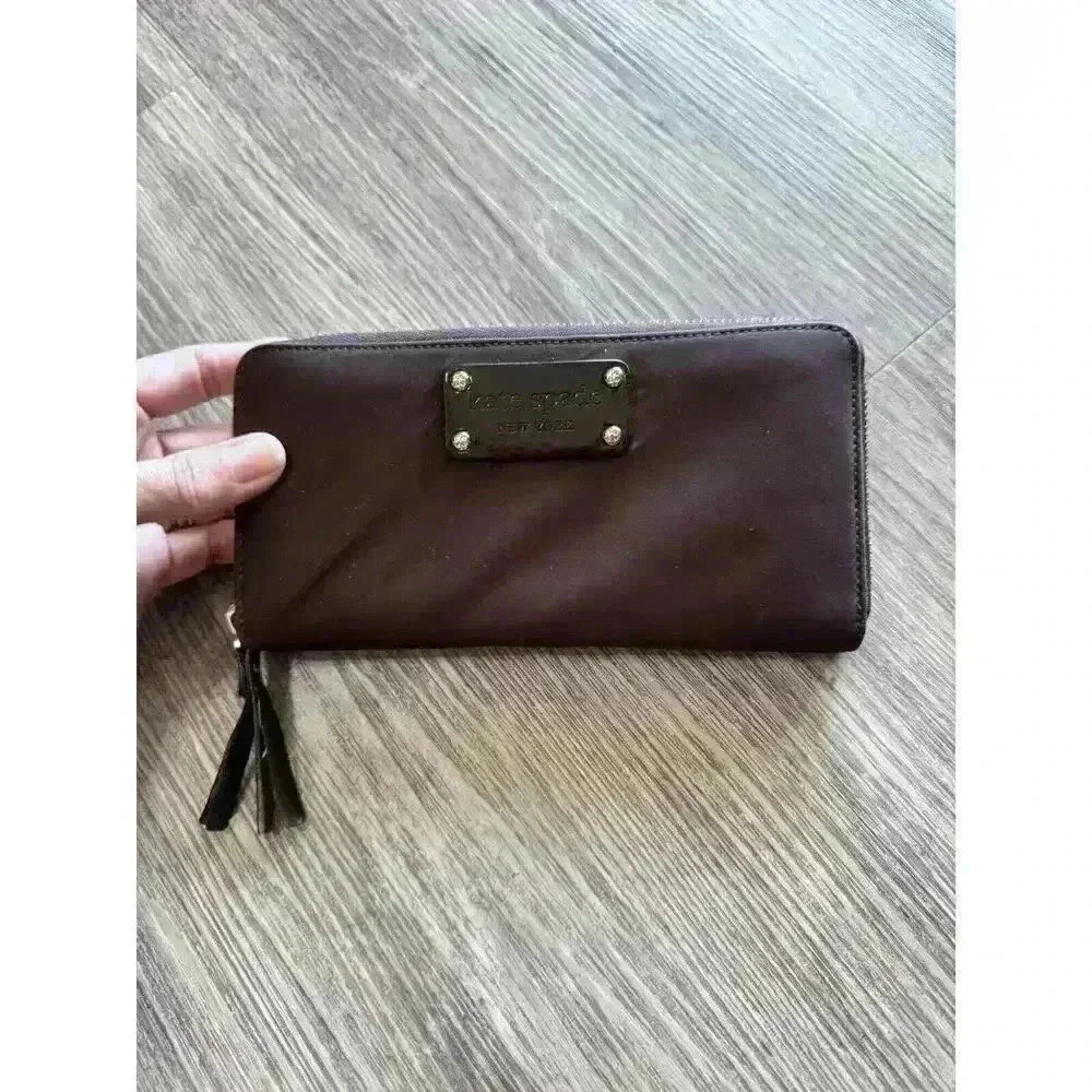 Kate Spade Nylon Brown Multifunctional Wallet Zipper Closure